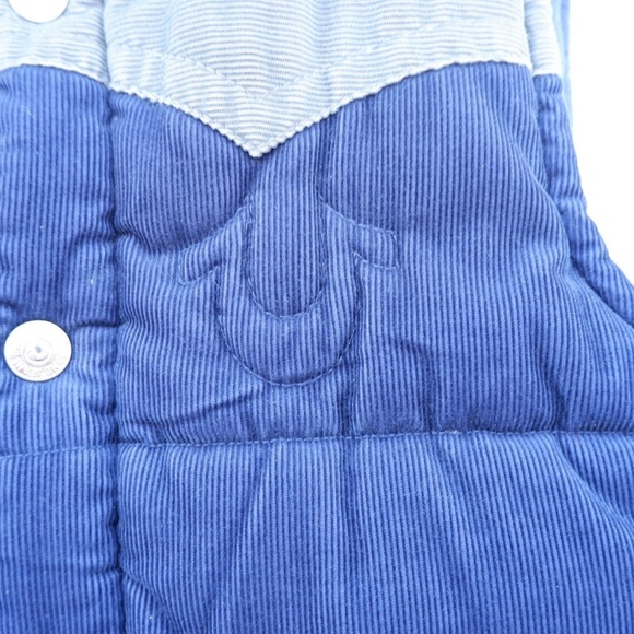 True Religion Carter Vest Jacket Mens Medium Navy Blue Gray Corduroy - Picture 3 of 9